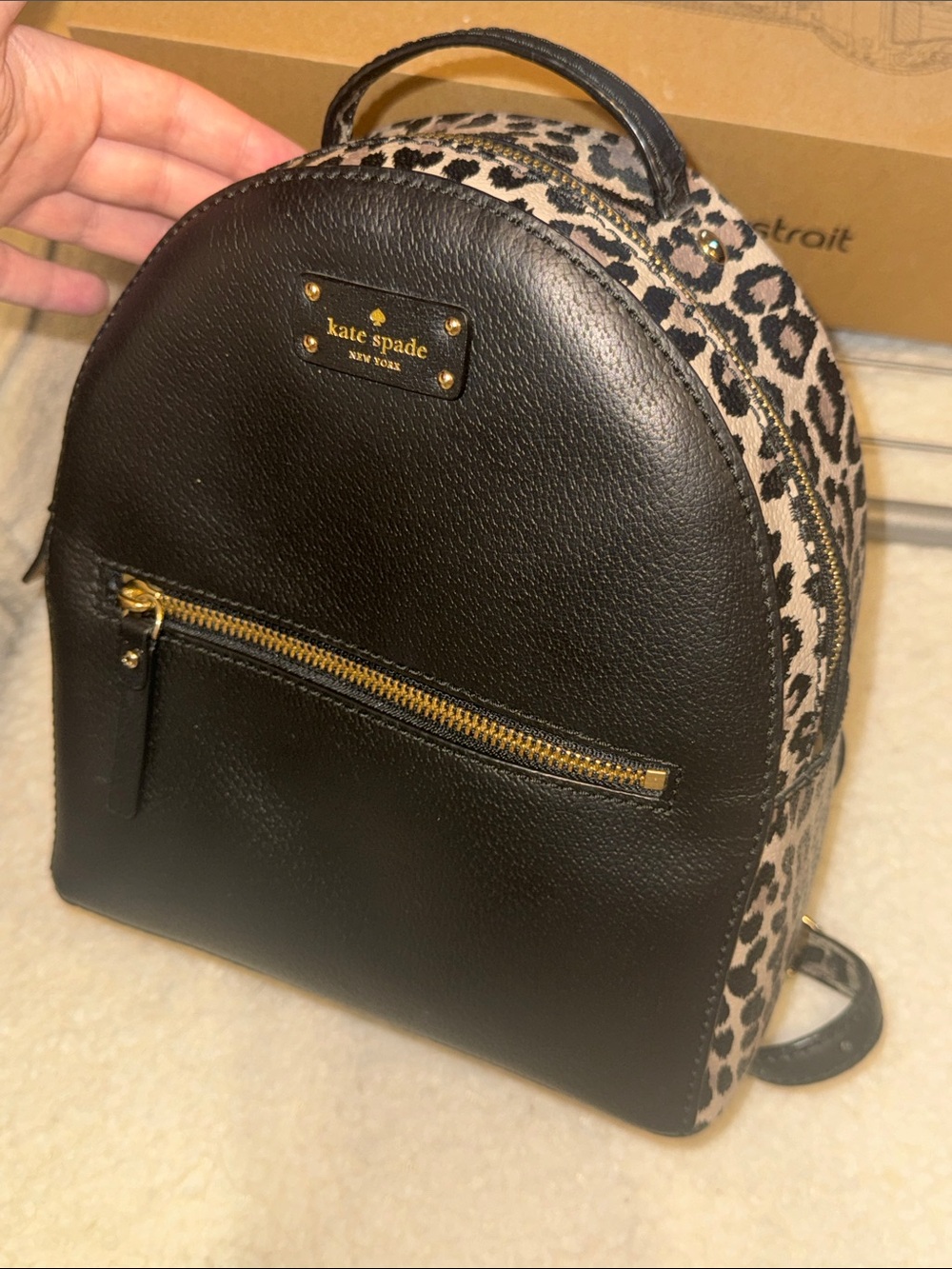 kate spade Black & Leopard Print Mini Backpack